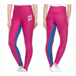 NWT Peloton Show Up Rib High Waist Leggings Pink/Blue - Women’s Small